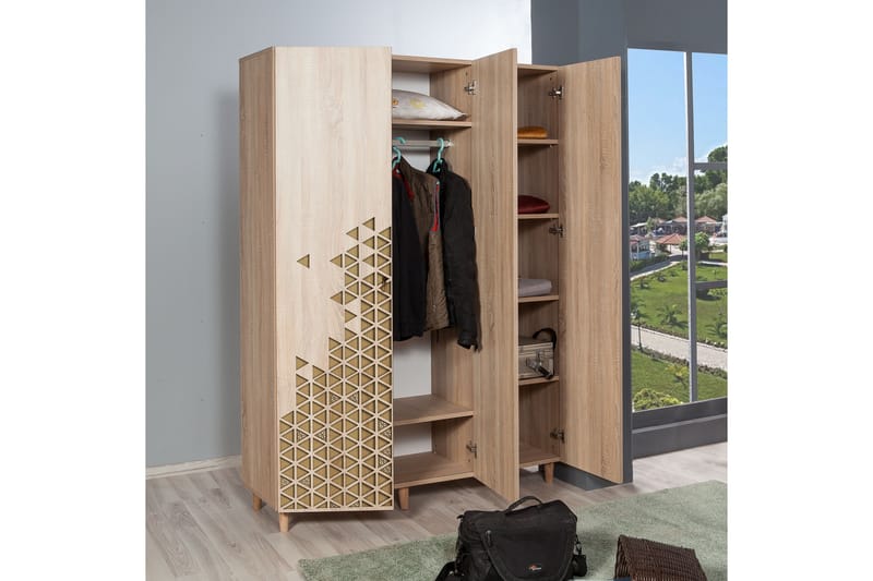 Brokind garderobe 135 cm - Brun - Garderobeskabe - Garderobeskab & klædeskab