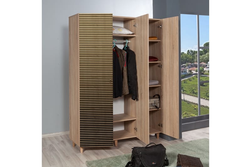 Brokind garderobe 135 cm - Brun - Garderobeskabe - Garderobeskab & klædeskab