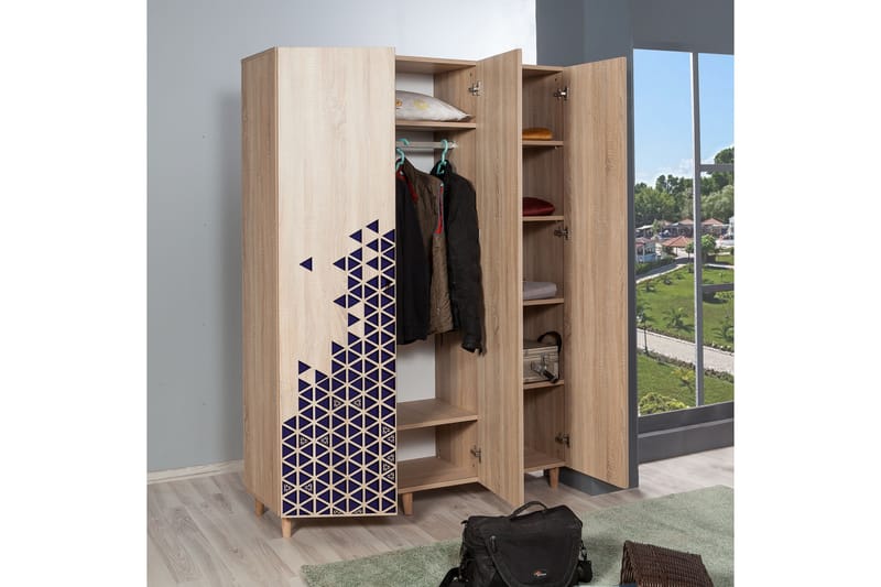 Brokind garderobe 135 cm - Brun - Garderobeskabe - Garderobeskab & klædeskab