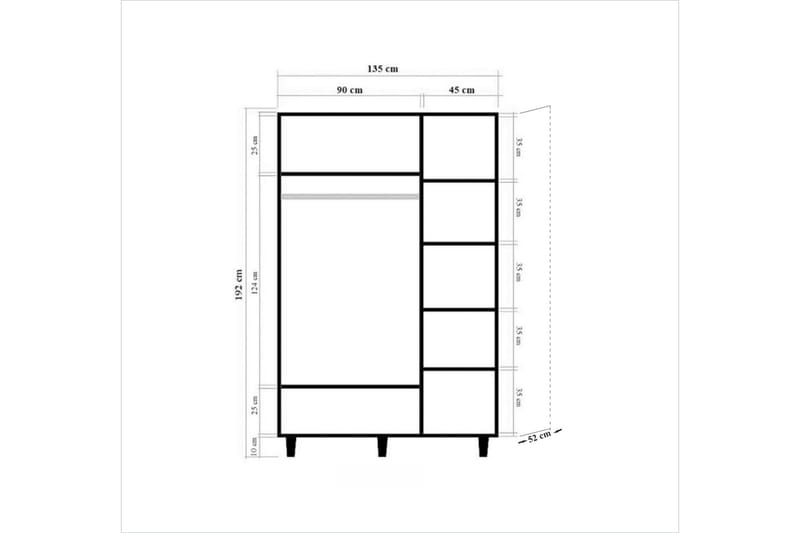 Brokind garderobe 135 cm - Brun - Garderobeskabe - Garderobeskab & klædeskab