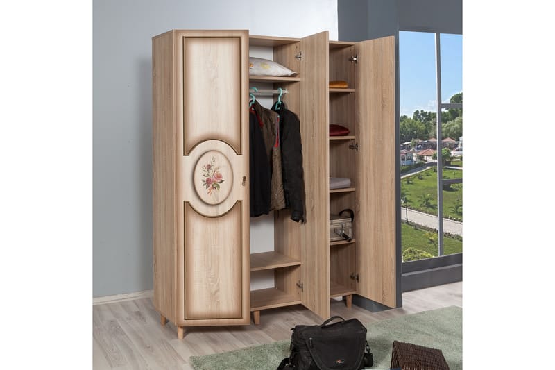 Brokind garderobe 135 cm - Brun - Opbevaring - Tøjopbevaring - Garderobeskabe