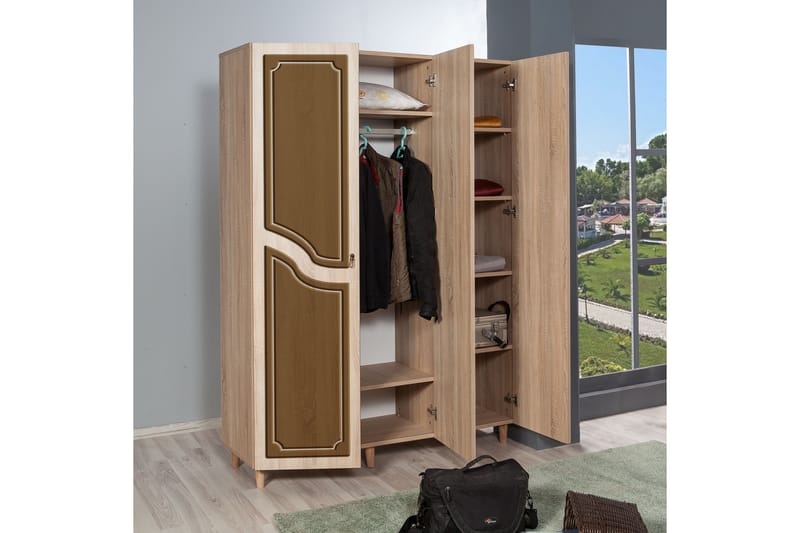 Brokind garderobe 135 cm - Brun - Garderobeskabe - Garderobeskab & klædeskab