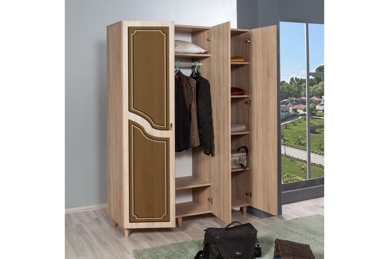 Brokind garderobe 135 cm - Brun - Opbevaring - Tøjopbevaring - Garderobeskabe