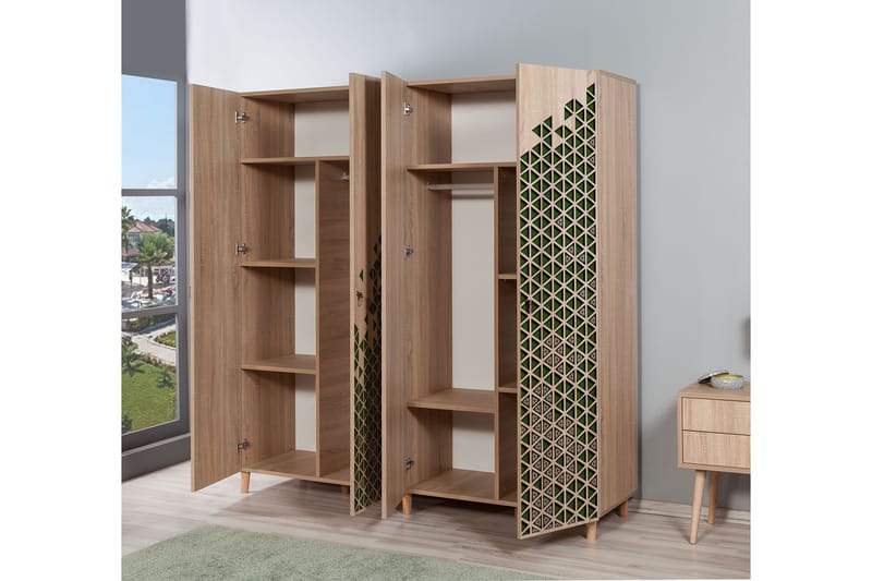 Brokind garderobe 180 cm - Brun - Opbevaring - Tøjopbevaring - Garderobeskabe