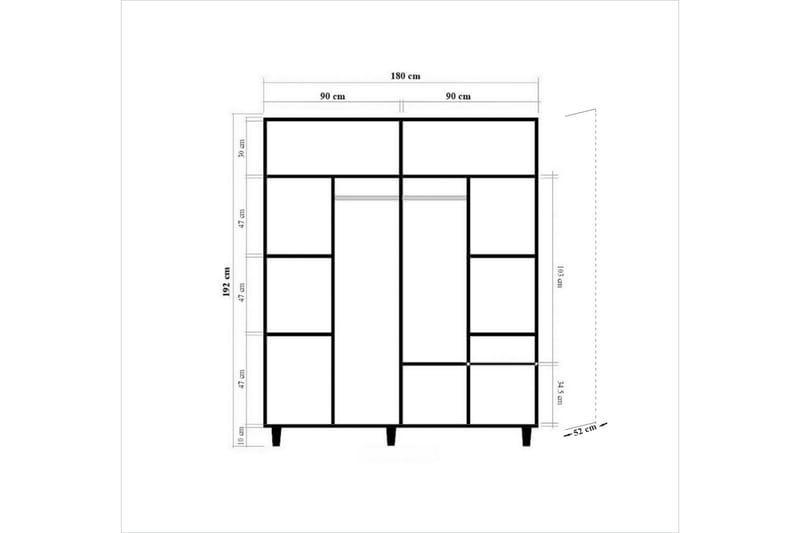 Brokind garderobe 180 cm - Brun - Garderobeskabe - Garderobeskab & klædeskab