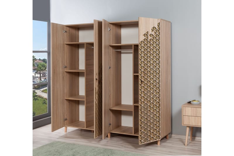 Brokind garderobe 180 cm - Brun - Opbevaring - Tøjopbevaring - Garderobeskabe