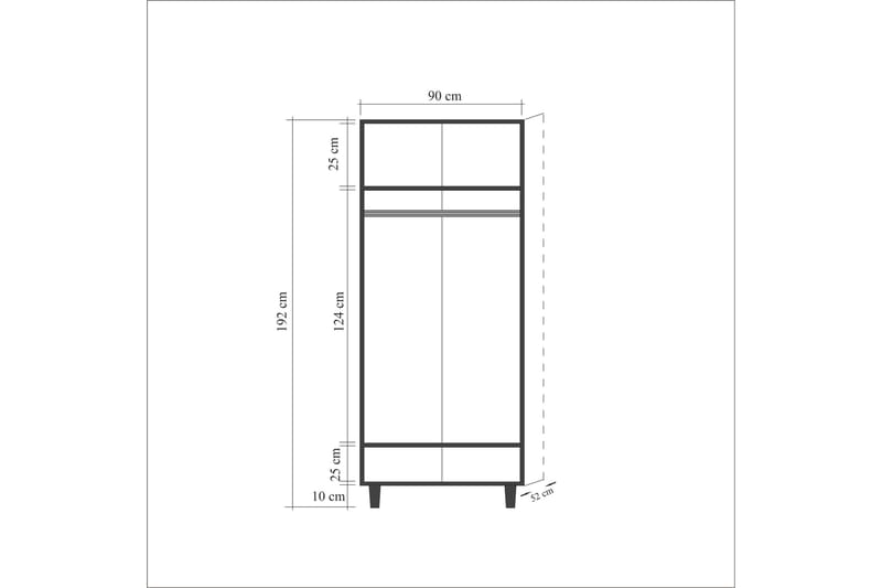 Brokind garderobe 90 cm - Brun - Garderobeskabe - Garderobeskab & klædeskab