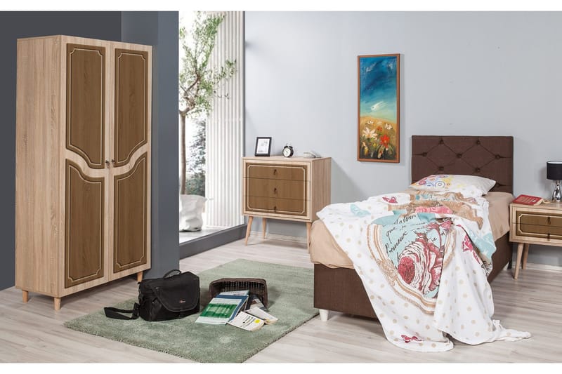 Brokind garderobe 90 cm - Brun - Opbevaring - Tøjopbevaring - Garderobeskabe