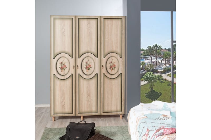 Brokind Garderobeskab 135 cm i Træ - Beige - Opbevaring - Tøjopbevaring - Garderobeskabe