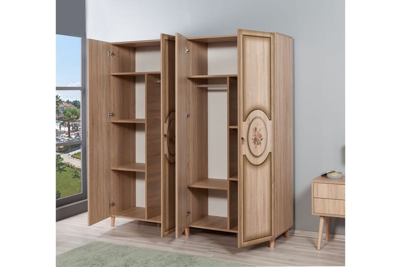 Brokind Garderobeskab 180 cm i Træ - Beige - Opbevaring - Tøjopbevaring - Garderobeskabe