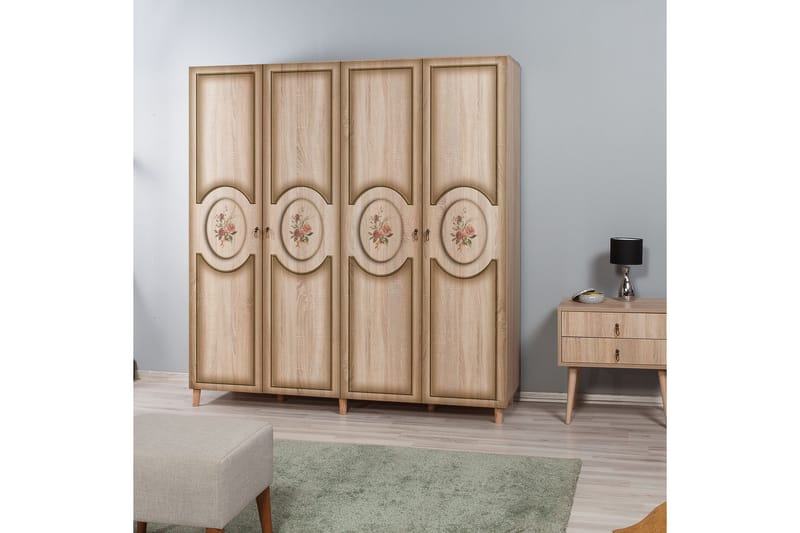 Brokind Garderobeskab 180 cm i Træ - Beige - Opbevaring - Tøjopbevaring - Garderobeskabe