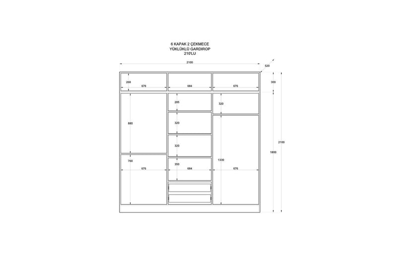 Bronte Garderobesskåp 210x210 cm - Mat Hvid - Opbevaring - Tøjopbevaring - Garderobeskabe - Garderobeskab & klædeskab