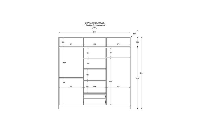 Bronte Garderobesskåp 210x240 cm - Mat Hvid - Opbevaring - Tøjopbevaring - Garderobeskabe - Garderobeskab & klædeskab