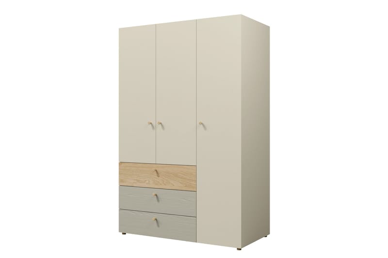 Buhan Garderobeskab 120x185 cm - Beige / Brun - Opbevaring - Tøjopbevaring - Garderobeskabe