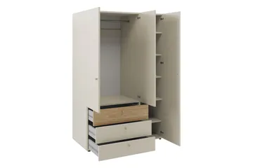 Buhan Garderobeskab 120x185 cm - Beige / Brun - Opbevaring - Tøjopbevaring - Garderobeskabe