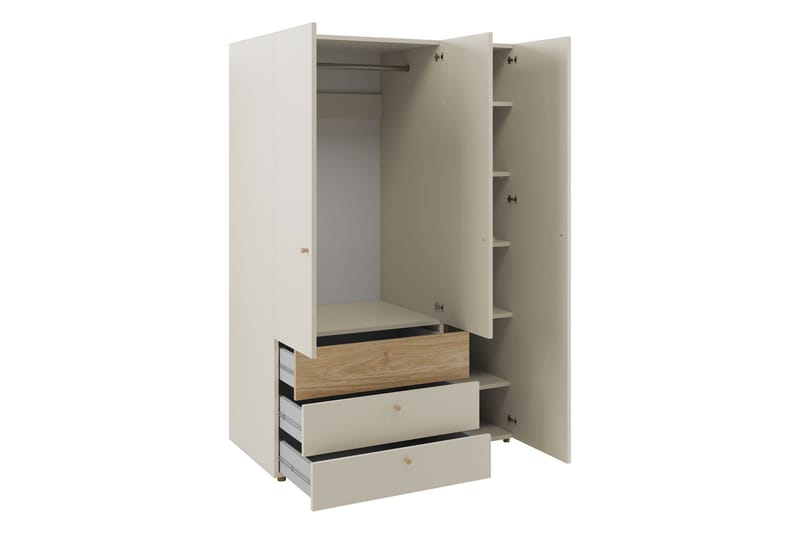 Buhan Garderobeskab 120x185 cm - Beige / Brun - Opbevaring - Tøjopbevaring - Garderobeskabe