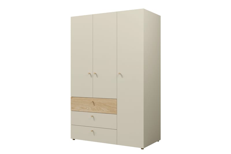 Buhan Garderobeskab 120x185 cm - Beige / Brun - Opbevaring - Tøjopbevaring - Garderobeskabe