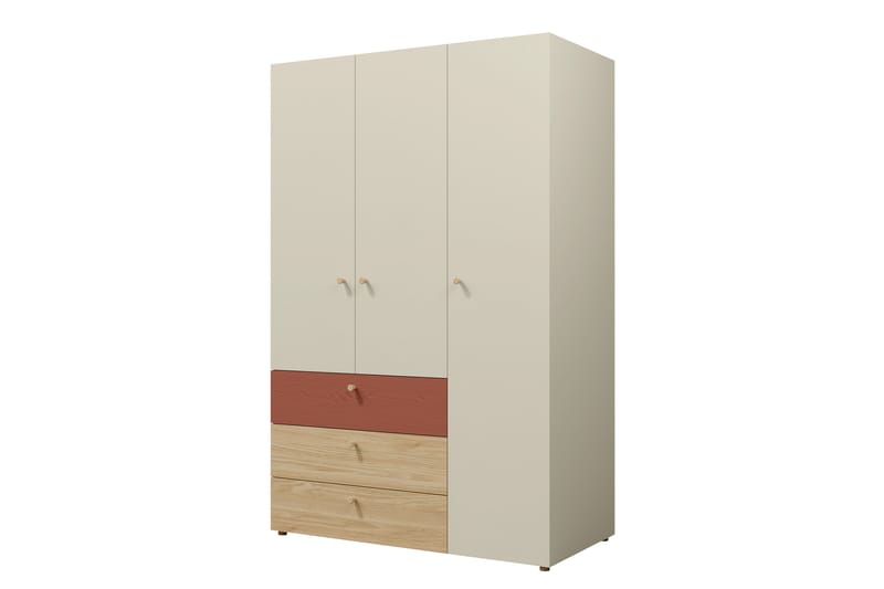 Buhan Garderobeskab 120x185 cm - Beige / Brun - Opbevaring - Tøjopbevaring - Garderobeskabe