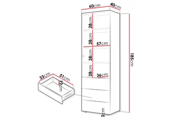 Buhan Garderobeskab 60x185 cm - Beige / Brun - Opbevaring - Tøjopbevaring - Garderobeskabe