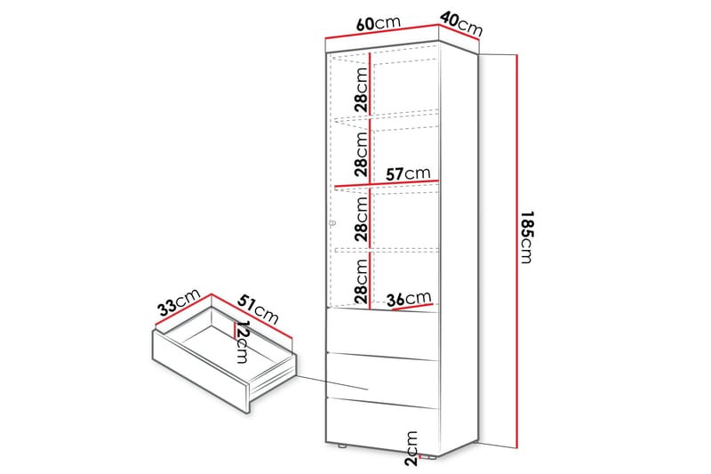 Buhan Garderobeskab 60x185 cm - Beige / Brun - Opbevaring - Tøjopbevaring - Garderobeskabe