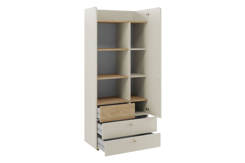 Buhan Garderobeskab 80x185 cm - Beige / Brun - Opbevaring - Tøjopbevaring - Garderobeskabe