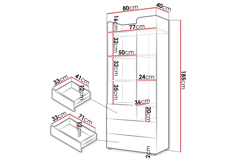 Buhan Garderobeskab 80x185 cm - Beige / Brun - Opbevaring - Tøjopbevaring - Garderobeskabe