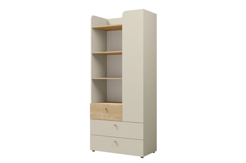 Buhan Garderobeskab 80x185 cm - Beige / Brun - Opbevaring - Tøjopbevaring - Garderobeskabe