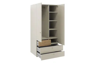 Buhan Garderobeskab 90x185 cm - Beige / Brun - Opbevaring - Tøjopbevaring - Garderobeskabe