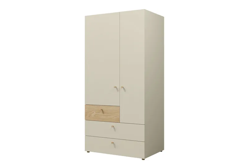 Buhan Garderobeskab 90x185 cm, Beige / Brun