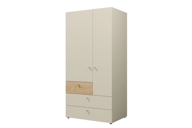 Buhan Garderobeskab 90x185 cm - Beige / Brun - Opbevaring - Tøjopbevaring - Garderobeskabe