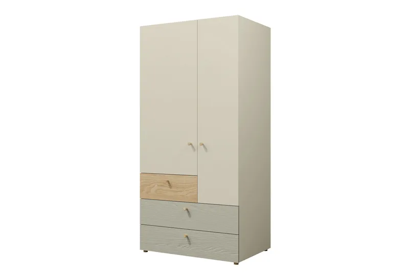 Buhan Garderobeskab 90x185 cm, Beige / Brun