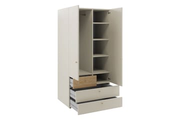 Buhan Garderobeskab 90x185 cm - Beige / Brun - Opbevaring - Tøjopbevaring - Garderobeskabe