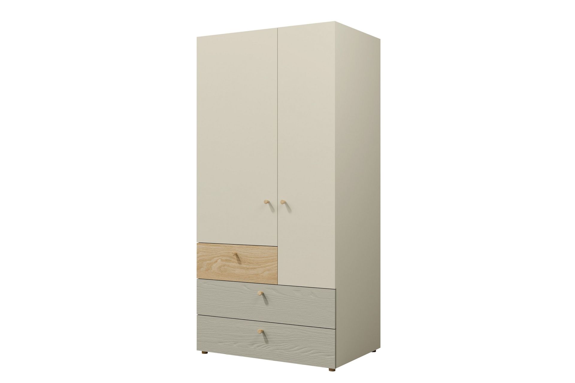 Buhan Garderobeskab 90x185 cm - Beige / Brun - Opbevaring - Tøjopbevaring - Garderobeskabe