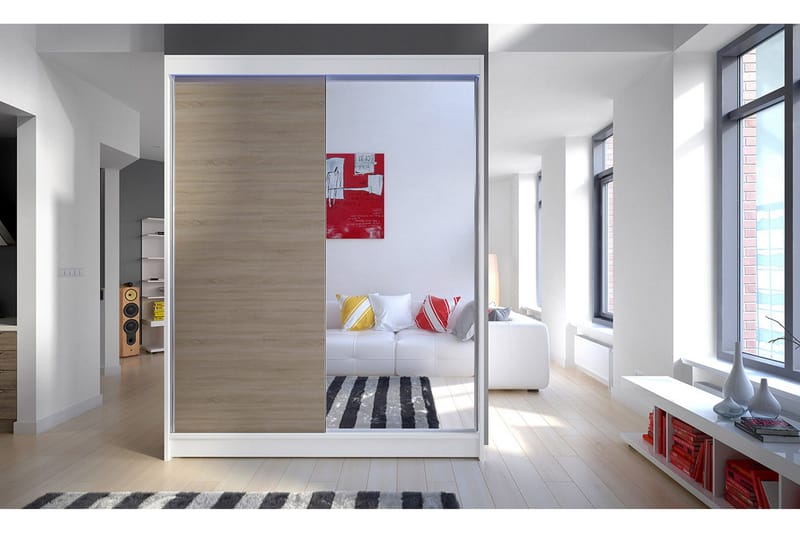 Camino garderobe 150x58x200 cm - Beige / Hvid - Opbevaring - Tøjopbevaring - Garderobeskabe - Garderobeskab & klædeskab