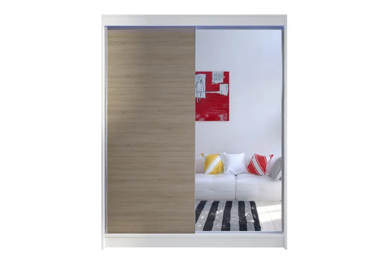 Camino garderobe 150x58x200 cm, Beige / Hvid