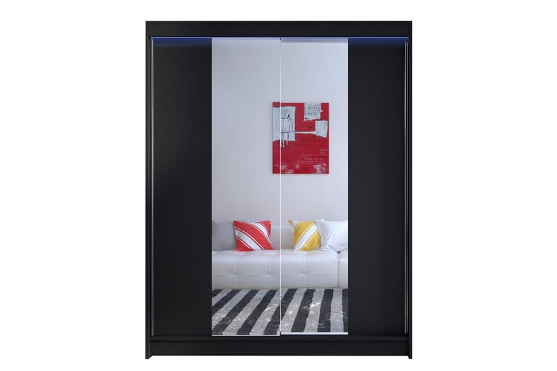 Camino garderobe 150x58x200 cm, Sort / hvid