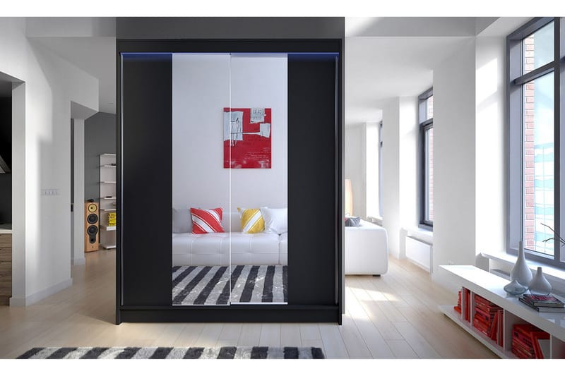 Camino garderobe 150x58x200 cm - Sort / hvid - Opbevaring - Tøjopbevaring - Garderobeskabe - Garderobeskab & klædeskab