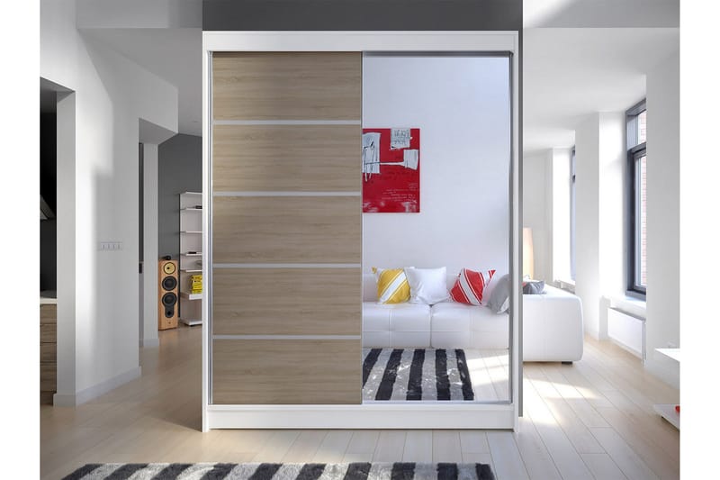 Camino Garderobe 58x150 cm - Hvid/Eg - Opbevaring - Tøjopbevaring - Garderobeskabe