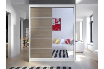 Camino Garderobe 58x150 cm LED-belysning - Hvid/Eg - Opbevaring - Tøjopbevaring - Garderobeskabe