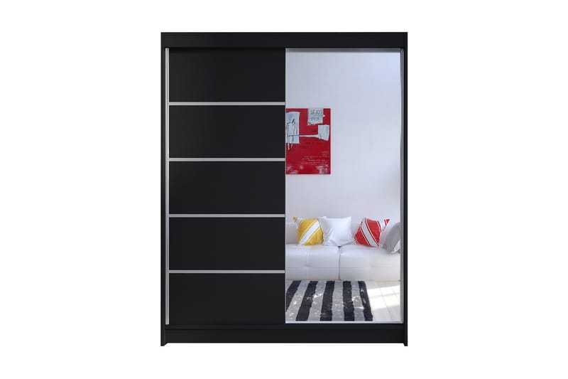 Camino Garderobe 58x150 cm LED-belysning - Sort - Opbevaring - Tøjopbevaring - Garderobeskabe
