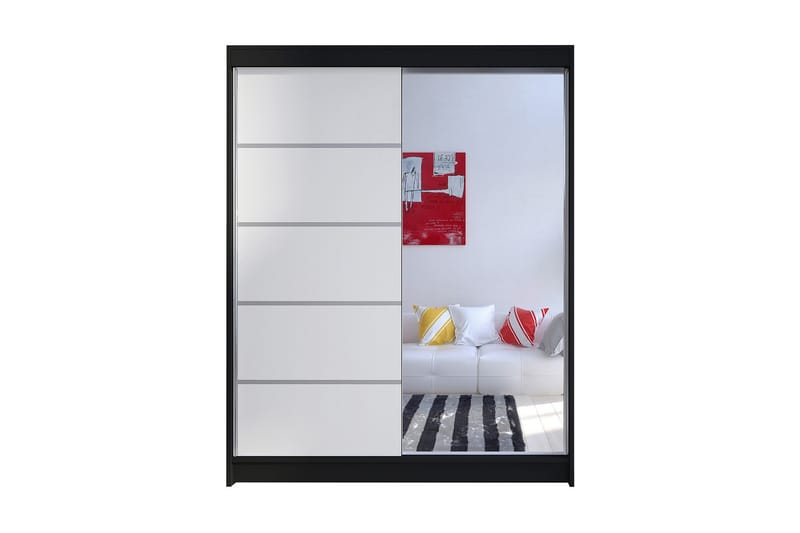 Camino Garderobe 58x150 cm LED-belysning - Sort/Hvid - Opbevaring - Tøjopbevaring - Garderobeskabe