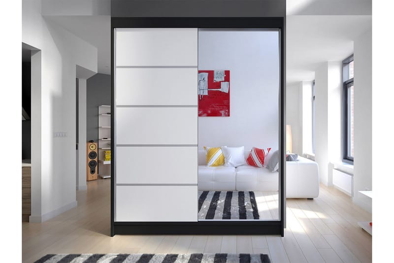 Camino Garderobe 58x150 cm LED-belysning - Sort/Hvid - Opbevaring - Tøjopbevaring - Garderobeskabe - Garderobeskab & klædeskab