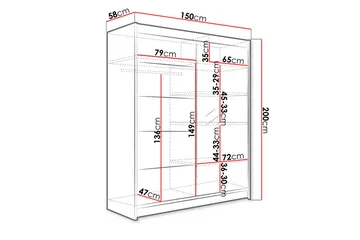 Camino Garderobe 58x150 cm - Sort - Opbevaring - Tøjopbevaring - Garderobeskabe