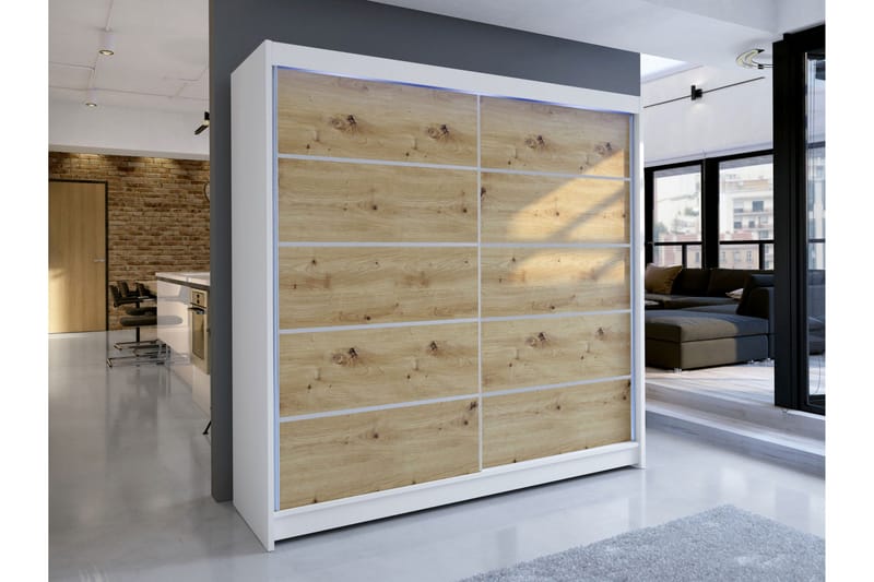 Canderbury Garderobe 180x215 cm - Hvid/Brun - Opbevaring - Tøjopbevaring - Garderobeskabe