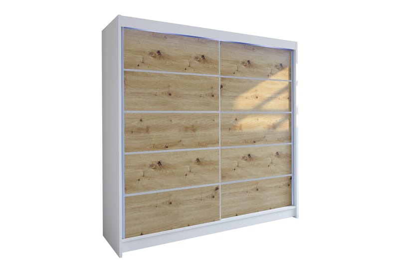 Canderbury Garderobe 180x215 cm - Hvid/Brun - Opbevaring - Tøjopbevaring - Garderobeskabe