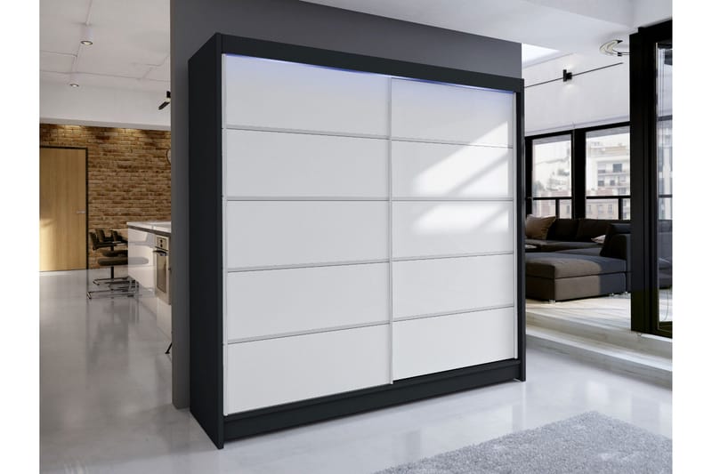 Canderbury Garderobe 180x215 cm - Sort Og Hvid - Opbevaring - Tøjopbevaring - Garderobeskabe