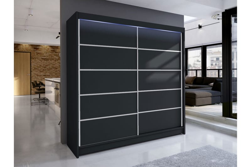 Canderbury Garderobe 180x215 cm - Sort - Opbevaring - Tøjopbevaring - Garderobeskabe