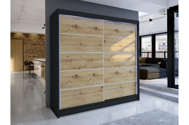 Canderbury Garderobe 180x215 cm - Sort/Brun - Opbevaring - Tøjopbevaring - Garderobeskabe