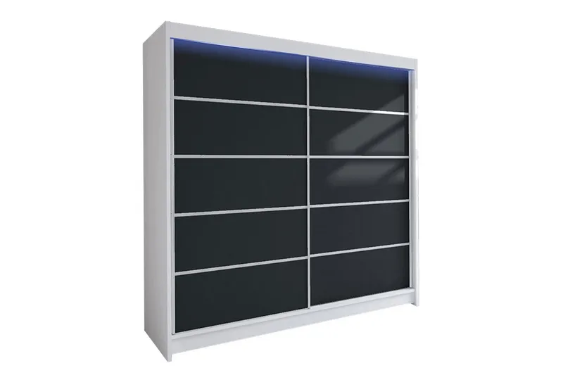 Canderbury Garderobe 180x215 cm, Sort/Hvid