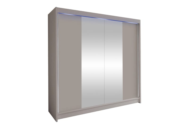 Canderbury Garderobe Med Spejl 180x215 cm - Beige - Opbevaring - Tøjopbevaring - Garderobeskabe